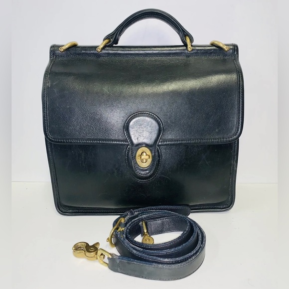 Vintage 90’s COACH Willis Black Leather Crossbody Satchel Bag 9927 USA - Picture 12 of 12